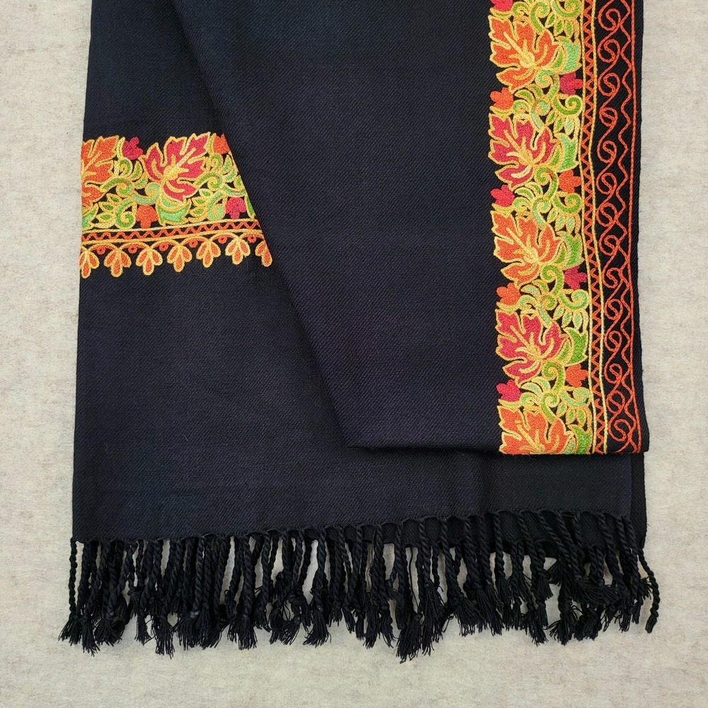 Pashmina Autumn Leaf‎ Wrap Scarf Shawl Fall Colors Boho Chic Hippie Embroidered - Picture 6 of 11